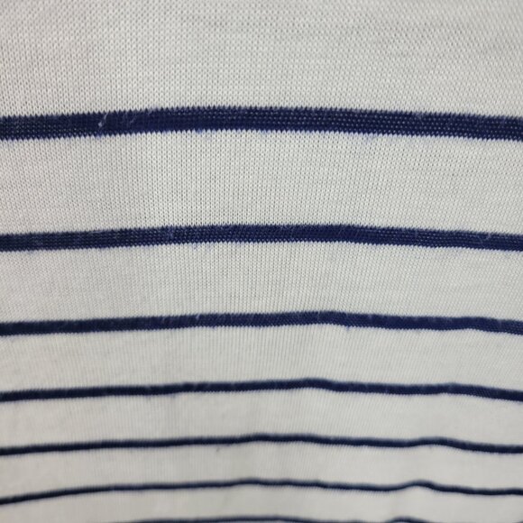 Chicos Size 3 XL Top T-Shirt Casual Lace Shoulder Detail Blue White Stripe - Picture 3 of 6
